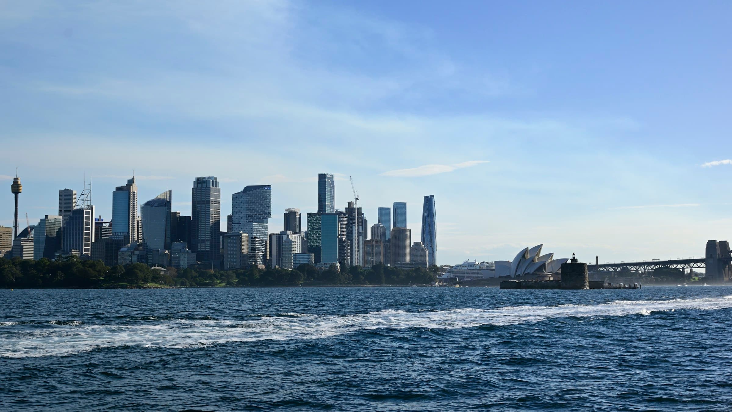 Sydney CBD skyline and Opera House from the harbour